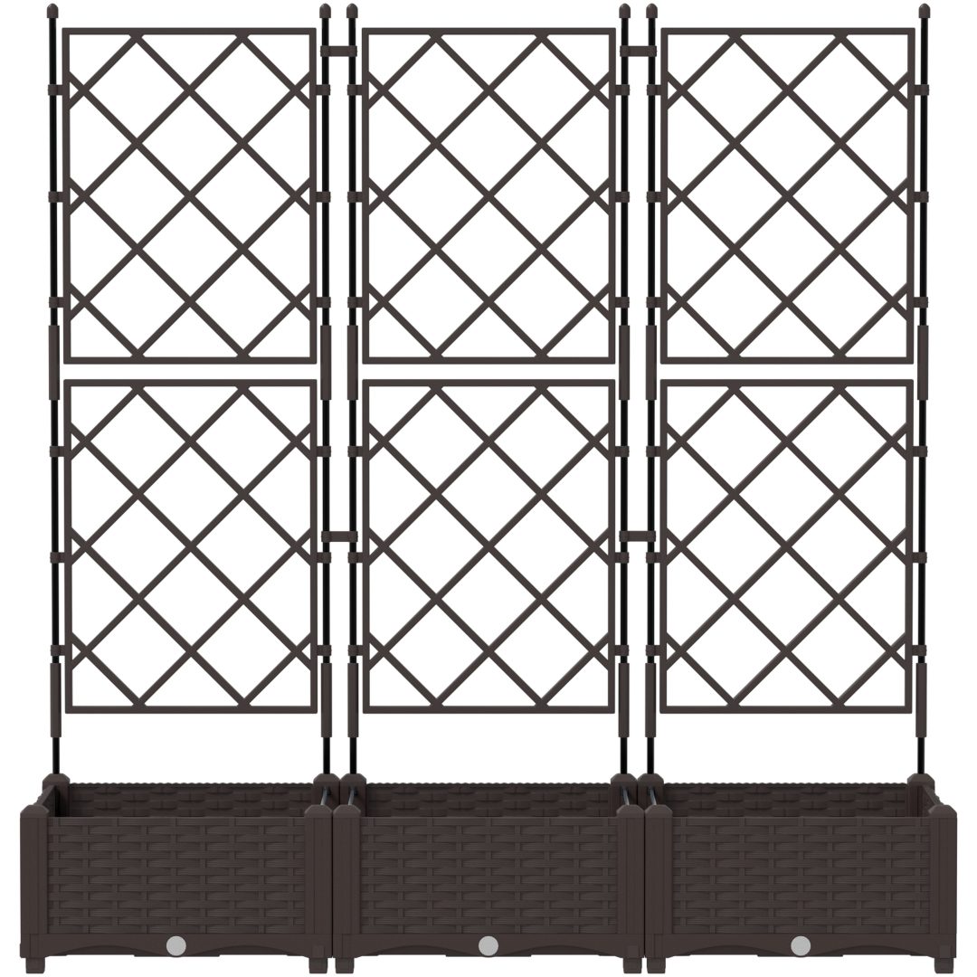 Trädgårdsplanterare med spaljé 3 st Brun vidaXL 120 x 40 x 125.5 cm – bild 5