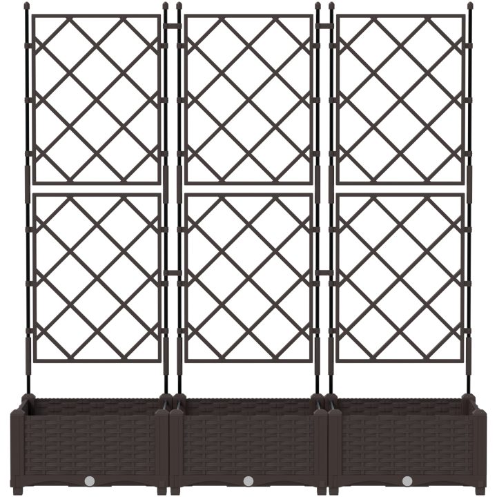 Trädgårdsplanterare med spaljé 3 st Brun vidaXL 120 x 40 x 125.5 cm – bild 5