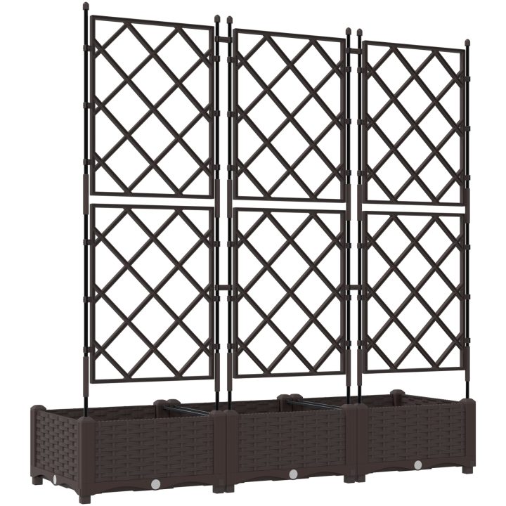 Trädgårdsplanterare med spaljé 3 st Brun vidaXL 120 x 40 x 125.5 cm – bild 7