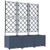 Trädgårdsplanterare med Spaljé 3 st Grå vidaXL 120 x 40 x 143 cm – miniatyr 2