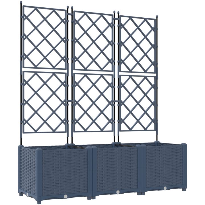 Trädgårdsplanterare med Spaljé 3 st Grå vidaXL 120 x 40 x 143 cm – bild 2