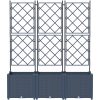 Trädgårdsplanterare med Spaljé 3 st Grå vidaXL 120 x 40 x 143 cm – miniatyr 5