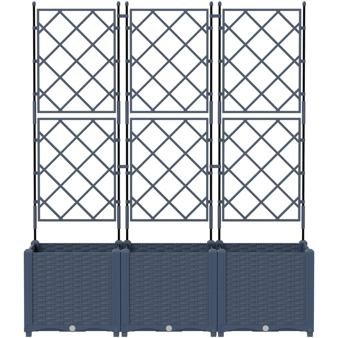 Trädgårdsplanterare med Spaljé 3 st Grå vidaXL 120 x 40 x 143 cm – bild 5