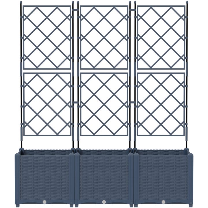 Trädgårdsplanterare med Spaljé 3 st Grå vidaXL 120 x 40 x 143 cm – bild 5