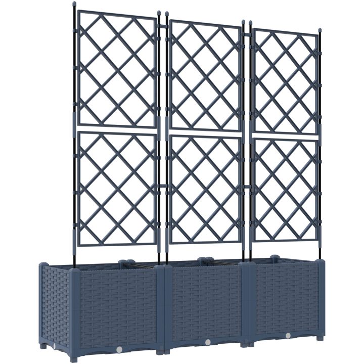 Trädgårdsplanterare med Spaljé 3 st Grå vidaXL 120 x 40 x 143 cm – bild 7