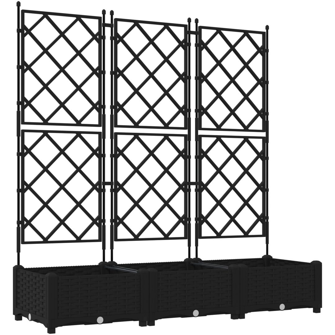 Trädgårdsplanterare med Spaljé 3 st Svart vidaXL 120 x 40 x 125.5 cm – bild 2
