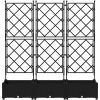 Trädgårdsplanterare med Spaljé 3 st Svart vidaXL 120 x 40 x 125.5 cm – miniatyr 5