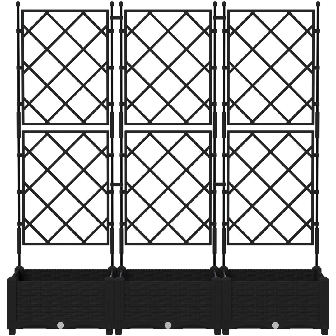 Trädgårdsplanterare med Spaljé 3 st Svart vidaXL 120 x 40 x 125.5 cm – bild 5