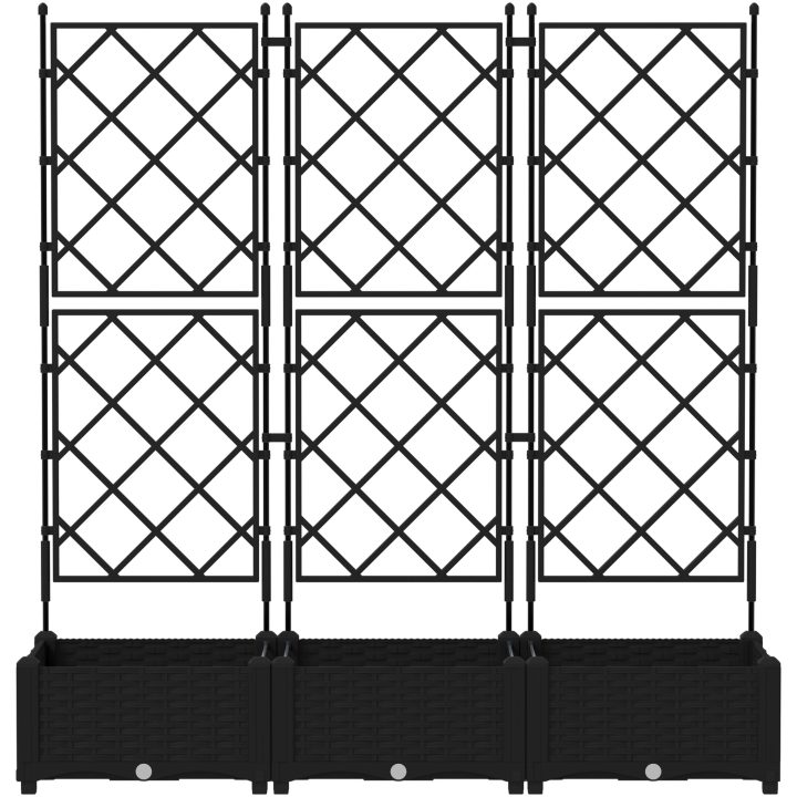 Trädgårdsplanterare med Spaljé 3 st Svart vidaXL 120 x 40 x 125.5 cm – bild 5