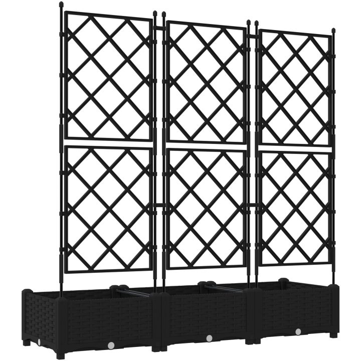 Trädgårdsplanterare med Spaljé 3 st Svart vidaXL 120 x 40 x 125.5 cm – bild 7