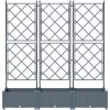 Trädgårdsplanterare med spaljé 3 stycken Ljusgrå vidaXL 120 x 40 x 125.5 cm – miniatyr 5