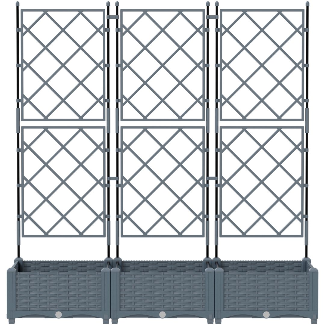 Trädgårdsplanterare med spaljé 3 stycken Ljusgrå vidaXL 120 x 40 x 125.5 cm – bild 5