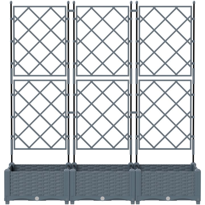 Trädgårdsplanterare med spaljé 3 stycken Ljusgrå vidaXL 120 x 40 x 125.5 cm – bild 5
