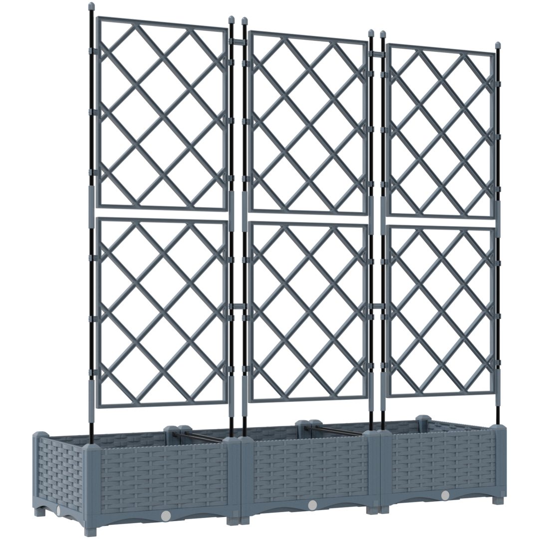 Trädgårdsplanterare med spaljé 3 stycken Ljusgrå vidaXL 120 x 40 x 125.5 cm – bild 7