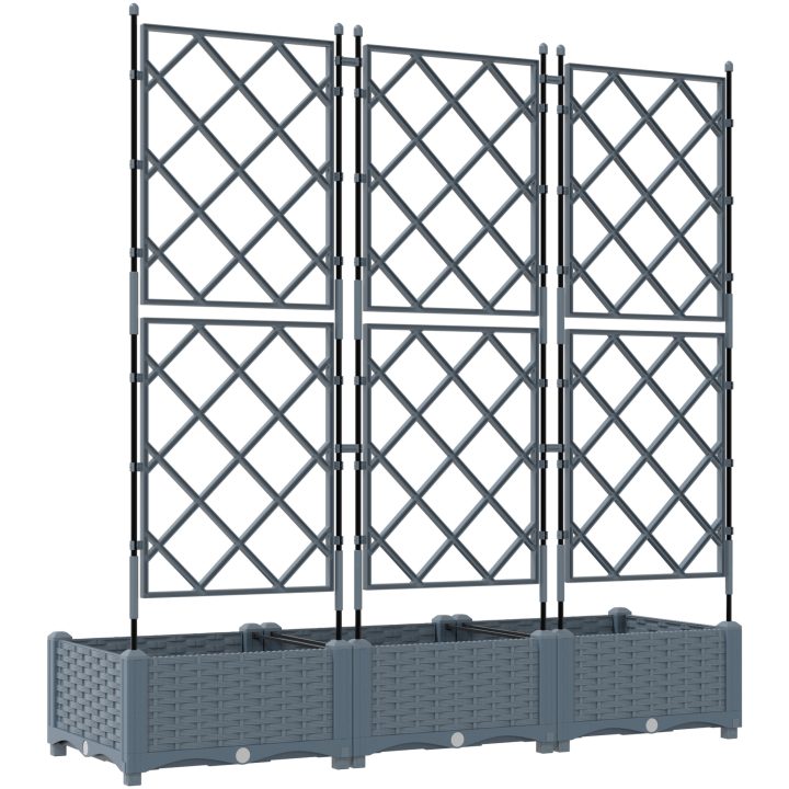 Trädgårdsplanterare med spaljé 3 stycken Ljusgrå vidaXL 120 x 40 x 125.5 cm – bild 7
