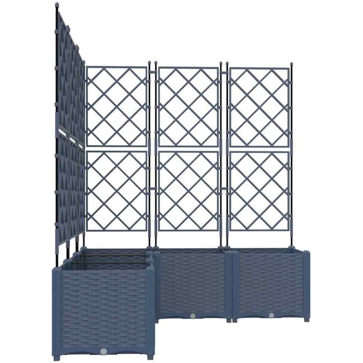 Trädgårdsplanterare med spaljé 5 st Grå vidaXL 120 x 120 x 143 cm – bild 5