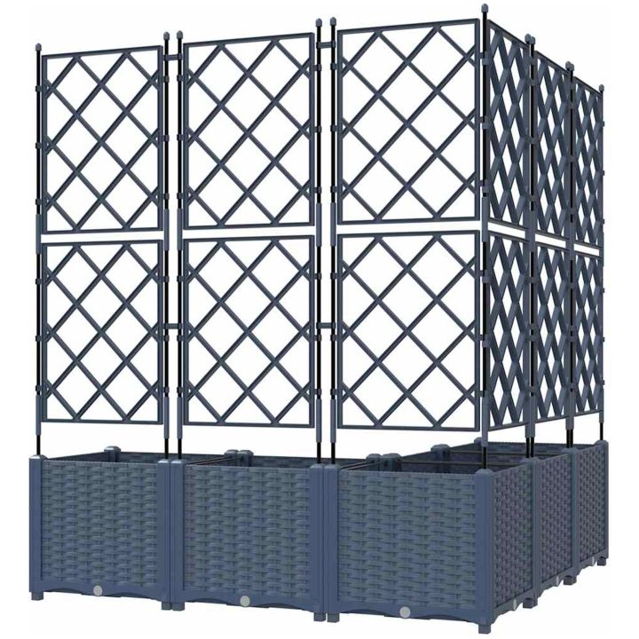 Trädgårdsplanterare med spaljé 5 st Grå vidaXL 120 x 120 x 143 cm – bild 6
