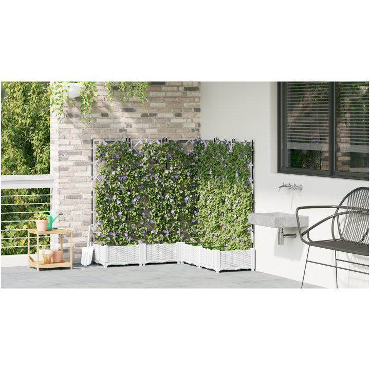 Trädgårdsplanterare med Spaljé 5 st Vit vidaXL 120 x 120 x 125.5 cm – bild 4