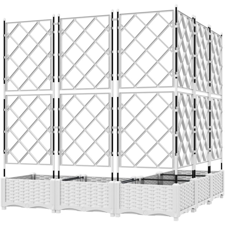Trädgårdsplanterare med Spaljé 5 st Vit vidaXL 120 x 120 x 125.5 cm – bild 6
