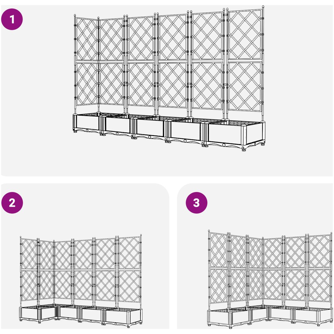 Trädgårdsplanterare med Spaljé 5 st Vit vidaXL 120 x 120 x 125.5 cm – bild 7