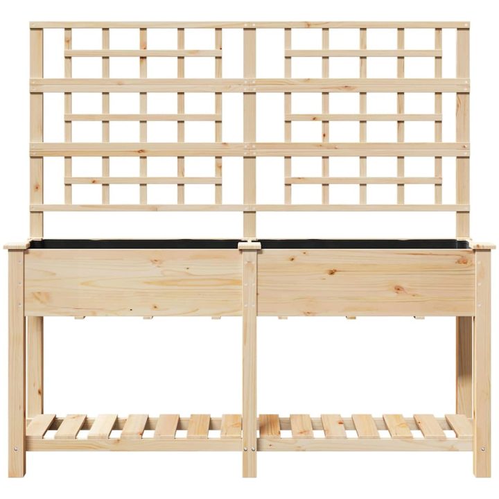 Trädgårdsplanterare med Spaljé & Hylla 161x43x152 cm Massivt Tallträ vidaXL Large – bild 5