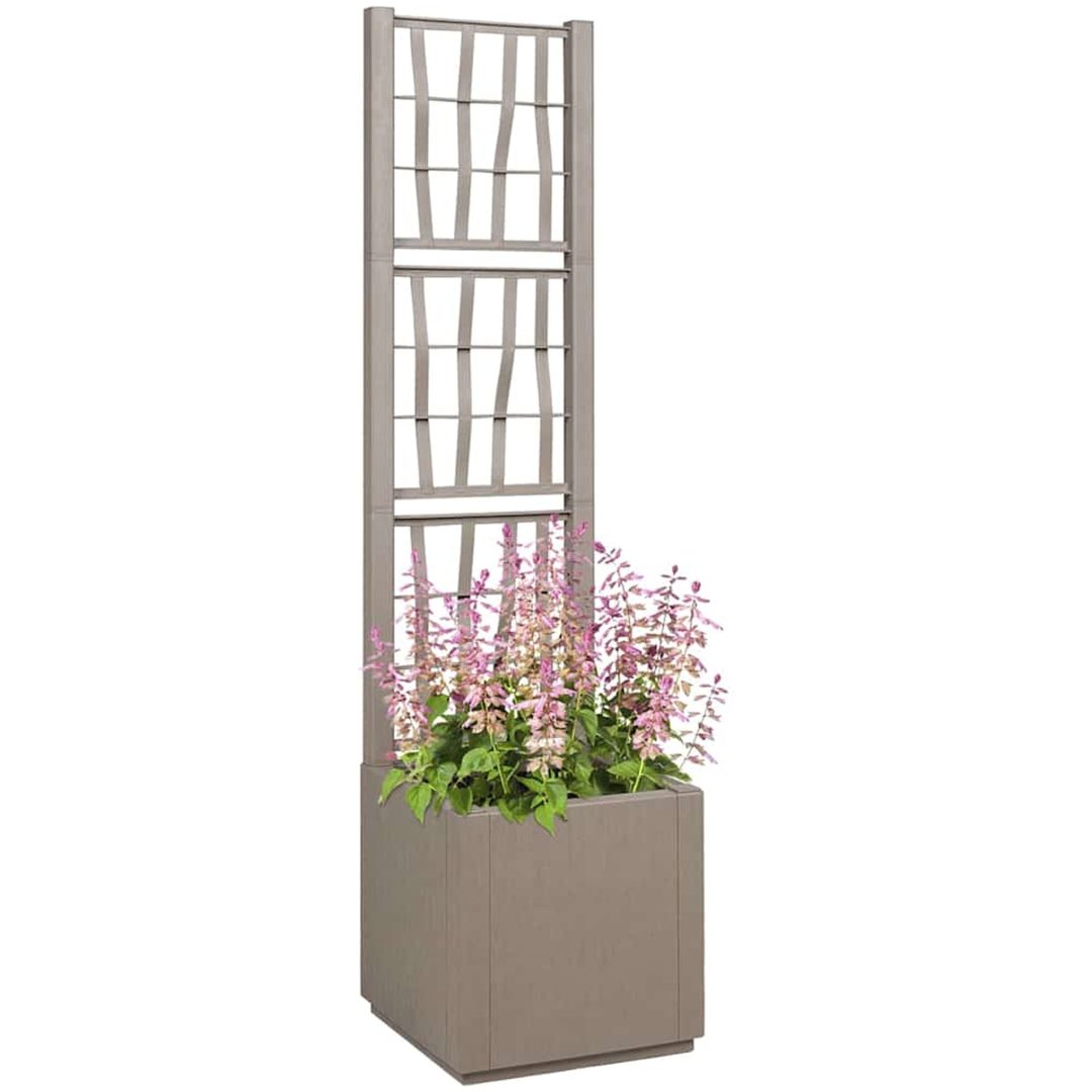 Trädgårdsplanterare med spaljé, ljusbrun, , PP vidaXL 36 x 36 x 140 cm – bild 2