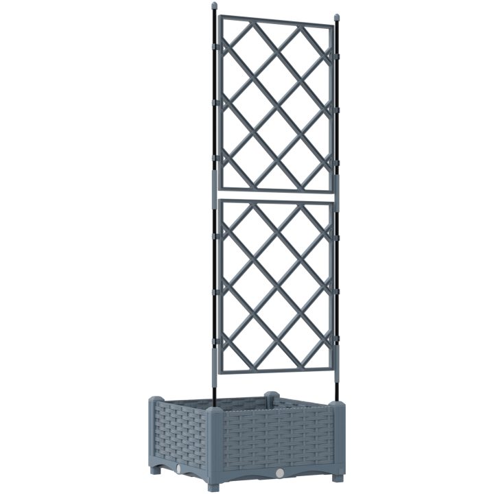 Trädgårdsplanterare med Spaljé Ljusgrå vidaXL 40 x 40 x 125.5 cm – bild 7