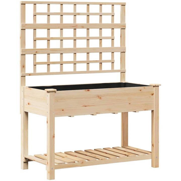Trädgårdsplanterare med spaljé och hylla 115x59x152 cm i massivt furu vidaXL 115 x 60.5 x 153 cm – bild 2