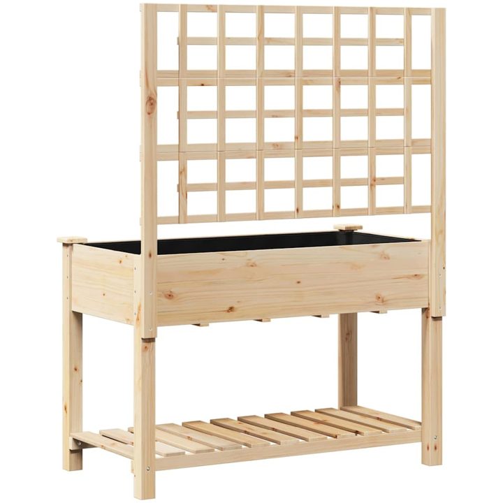 Trädgårdsplanterare med spaljé och hylla 115x59x152 cm i massivt furu vidaXL 115 x 60.5 x 153 cm – bild 7