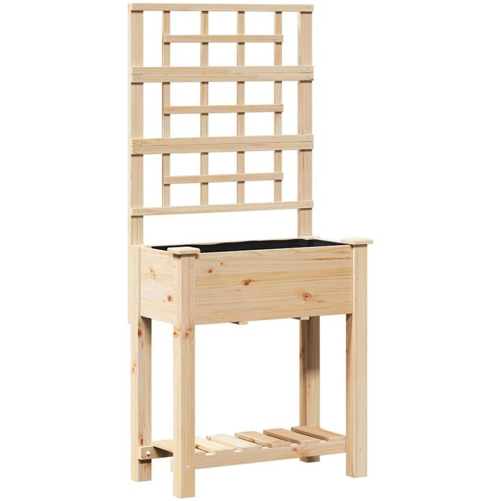Trädgårdsplanterare med spaljé och hylla 71x37x152 cm Massivt Furu vidaXL 71 x 38 x 152 cm – bild 2
