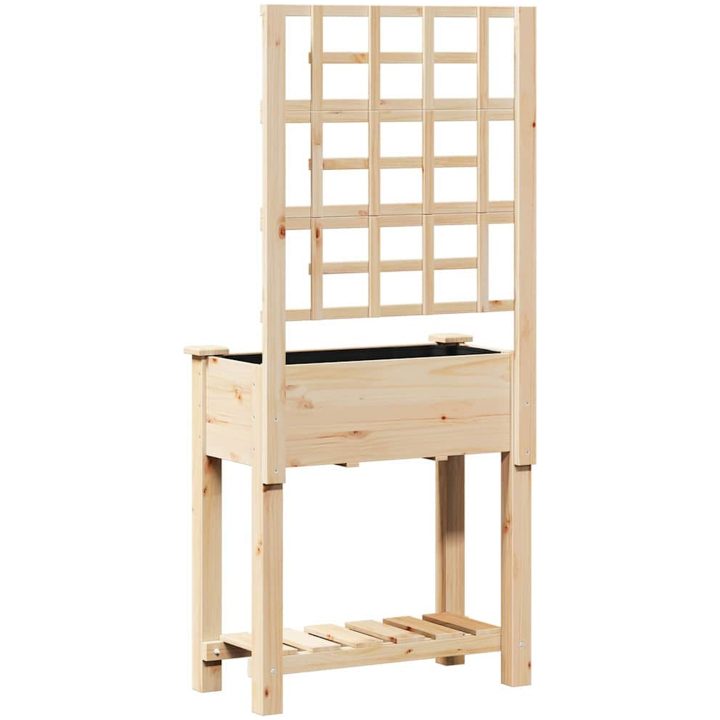 Trädgårdsplanterare med spaljé och hylla 71x37x152 cm Massivt Furu vidaXL 71 x 38 x 152 cm – bild 7