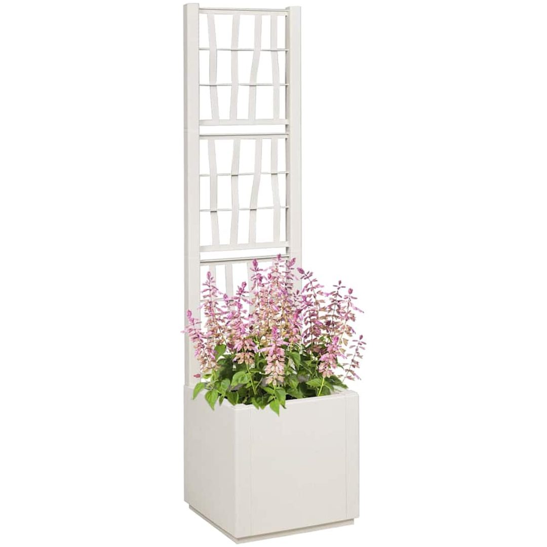 Trädgårdsplanterare med spaljé Vit PP vidaXL 36 x 36 x 140 cm – bild 2