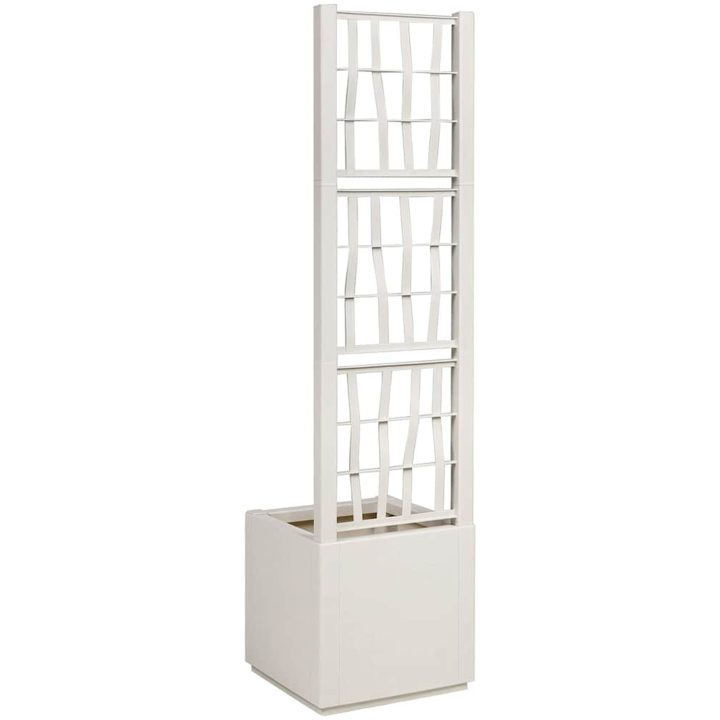 Trädgårdsplanterare med spaljé Vit PP vidaXL 36 x 36 x 140 cm – bild 3