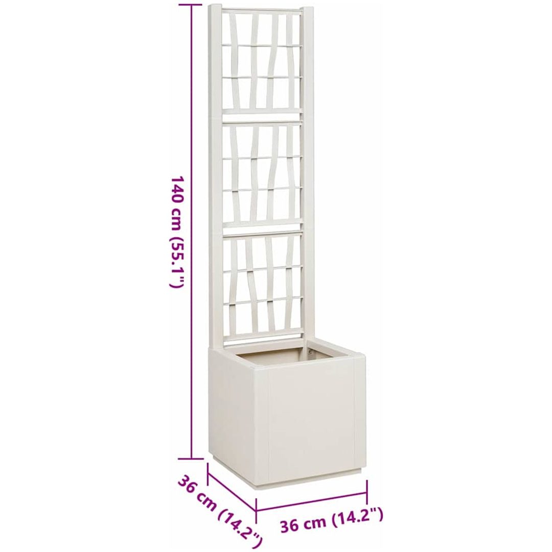 Trädgårdsplanterare med spaljé Vit PP vidaXL 36 x 36 x 140 cm – bild 9