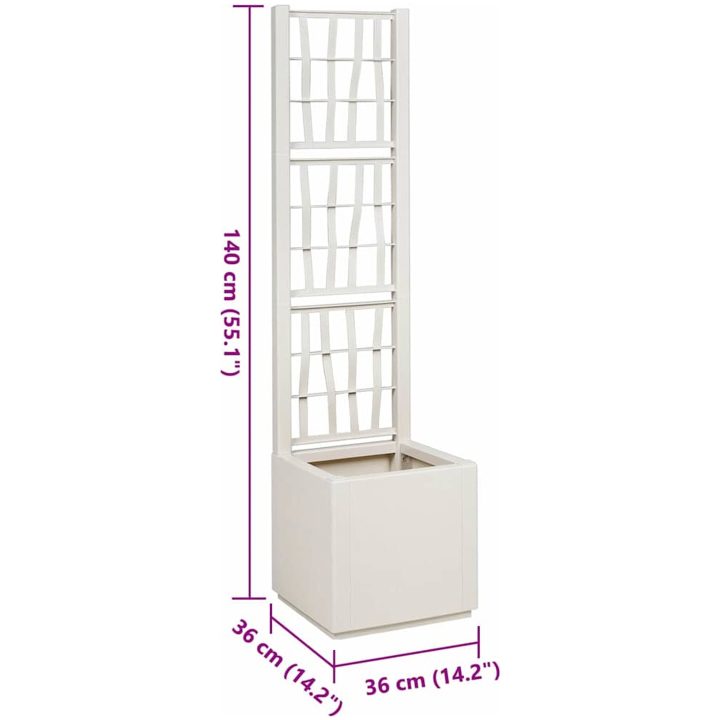 Trädgårdsplanterare med spaljé Vit PP vidaXL 36 x 36 x 140 cm – bild 9