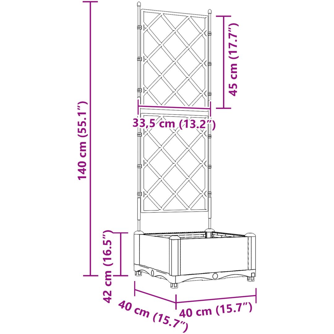 Trädgårdsplanterare med spaljé vit vidaXL 40 x 40 x 125.5 cm – bild 9