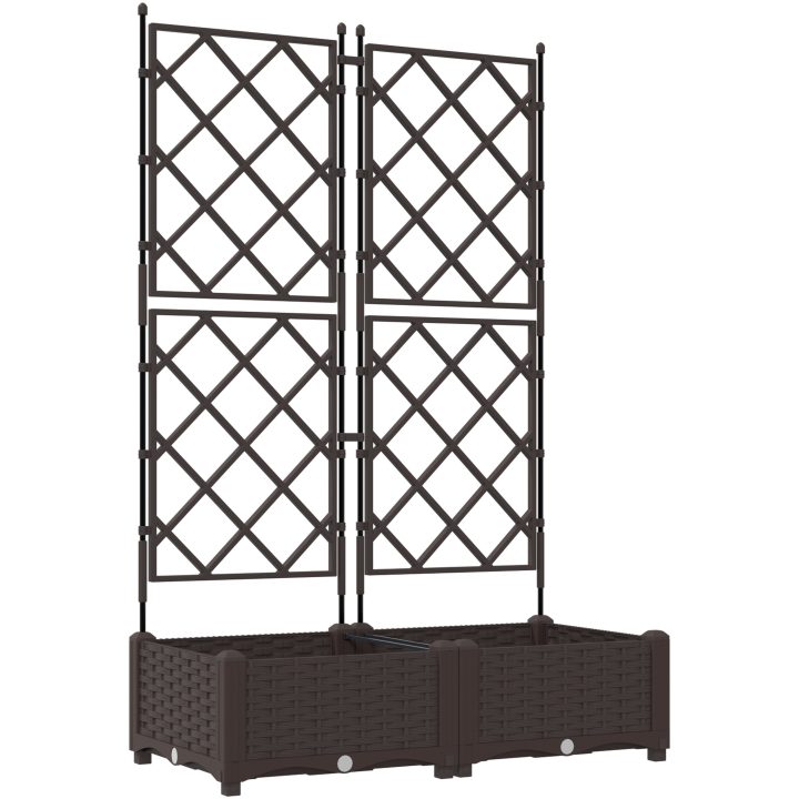 Trädgårdsplanterare med trellis 2 st Brun vidaXL 80 x 40 x 125.5 cm – bild 2