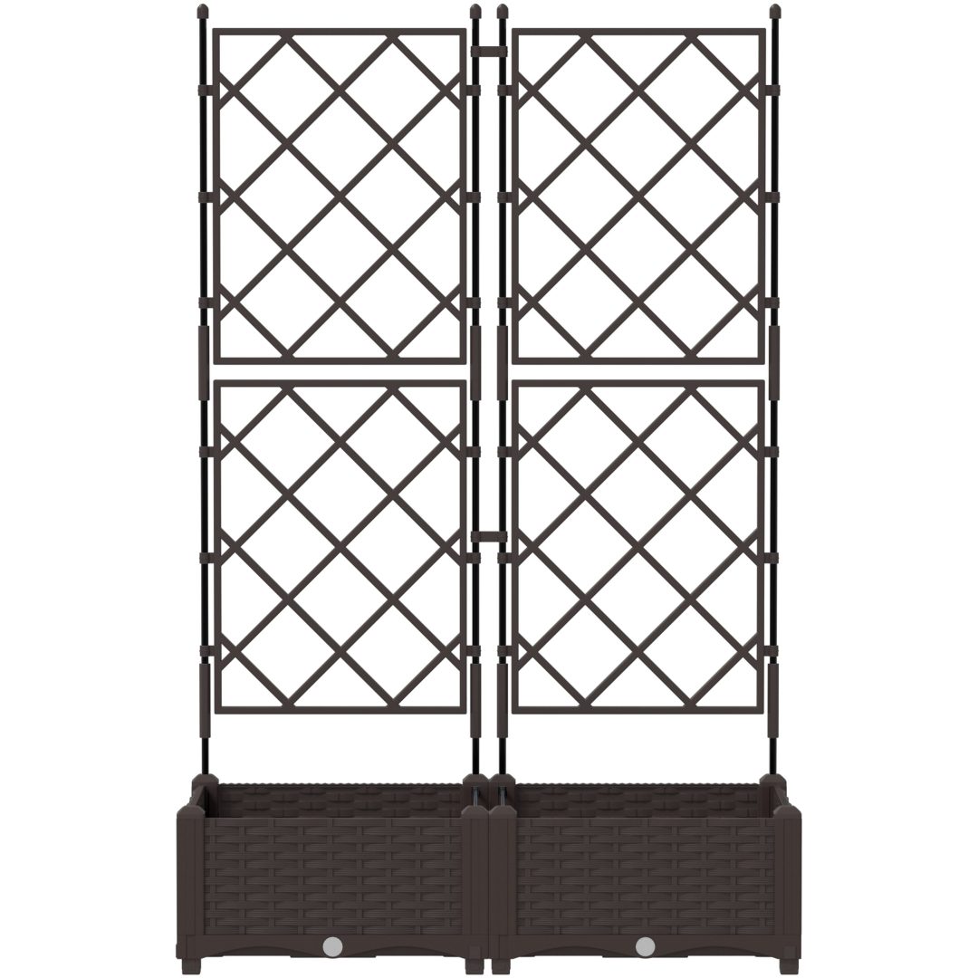 Trädgårdsplanterare med trellis 2 st Brun vidaXL 80 x 40 x 125.5 cm – bild 5