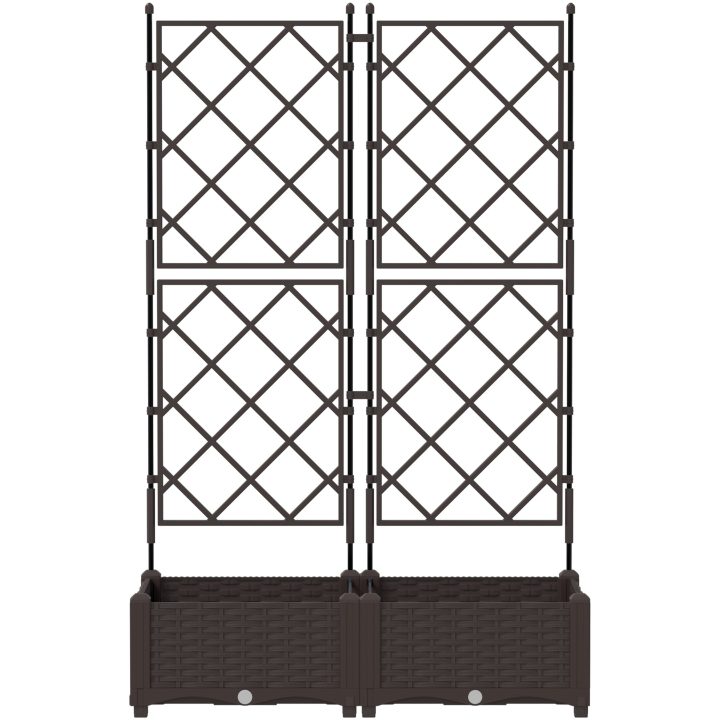 Trädgårdsplanterare med trellis 2 st Brun vidaXL 80 x 40 x 125.5 cm – bild 5