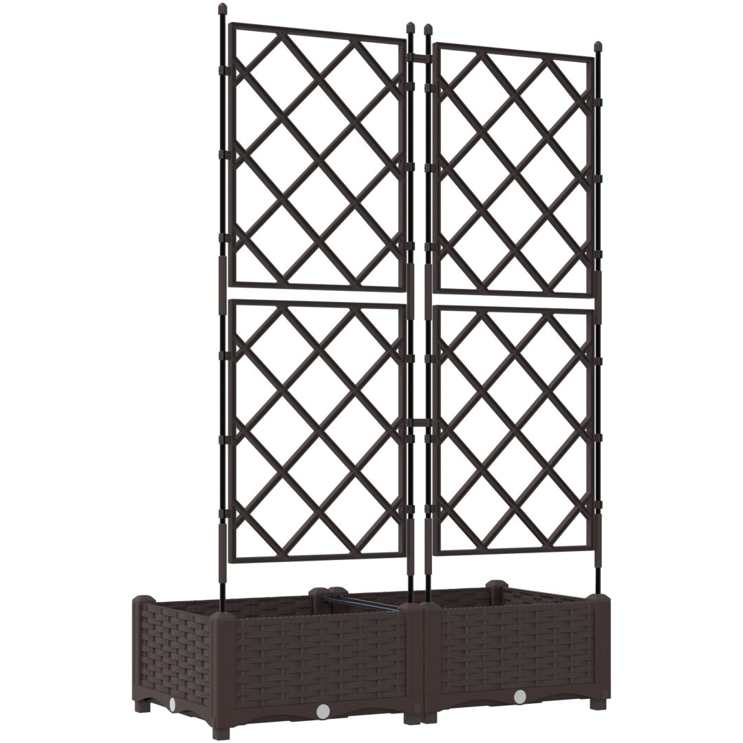 Trädgårdsplanterare med trellis 2 st Brun vidaXL 80 x 40 x 125.5 cm – bild 7