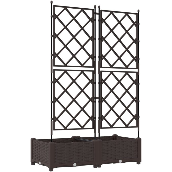 Trädgårdsplanterare med trellis 2 st Brun vidaXL 80 x 40 x 125.5 cm – bild 7