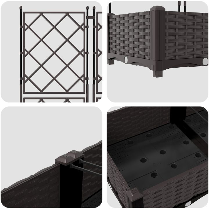 Trädgårdsplanterare med trellis 2 st Brun vidaXL 80 x 40 x 125.5 cm – bild 8