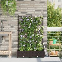 Trädgårdsplanterare med trellis 2 st Brun vidaXL