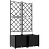 Trädgårdsplanterare med trellis 2 st Svart vidaXL 80 x 40 x 143 cm – miniatyr 2