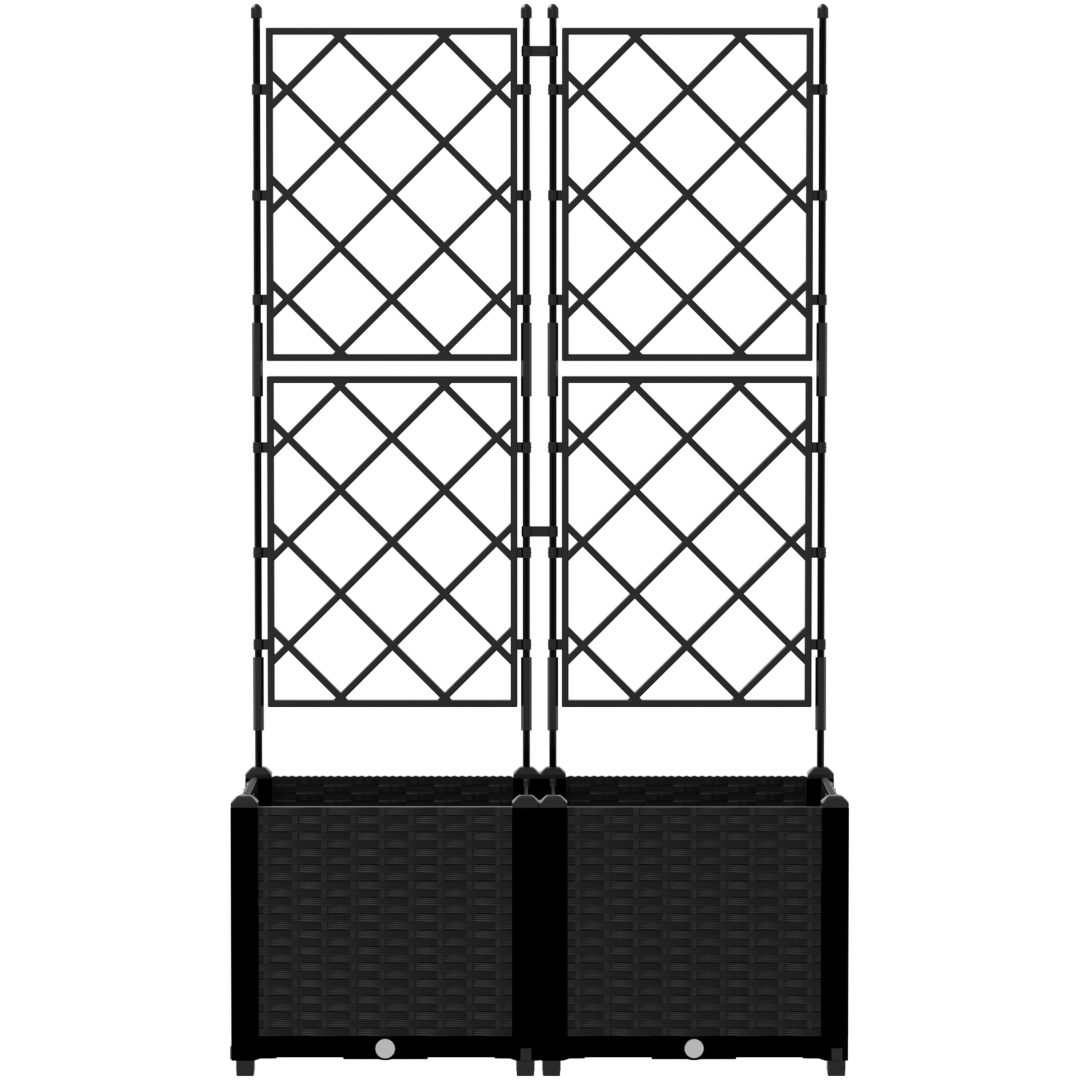 Trädgårdsplanterare med trellis 2 st Svart vidaXL 80 x 40 x 143 cm – bild 5