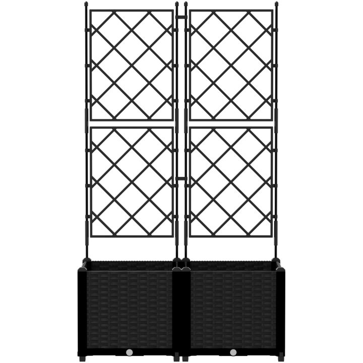 Trädgårdsplanterare med trellis 2 st Svart vidaXL 80 x 40 x 143 cm – bild 5