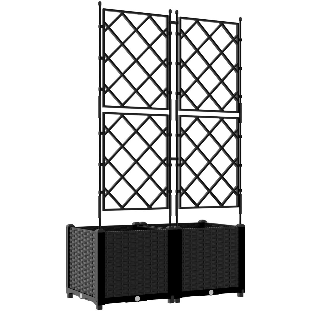Trädgårdsplanterare med trellis 2 st Svart vidaXL 80 x 40 x 143 cm – bild 7