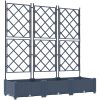 Trädgårdsplanterare med Trellis 3 st Grå vidaXL 120 x 40 x 125.5 cm – miniatyr 2