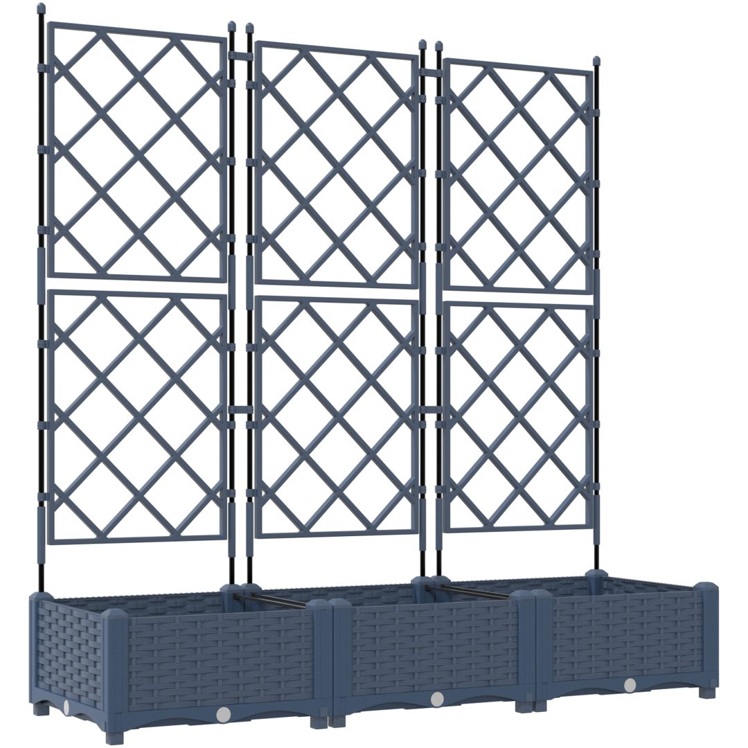 Trädgårdsplanterare med Trellis 3 st Grå vidaXL 120 x 40 x 125.5 cm – bild 2