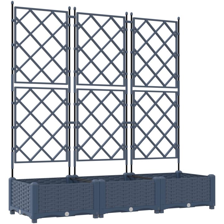Trädgårdsplanterare med Trellis 3 st Grå vidaXL 120 x 40 x 125.5 cm – bild 2